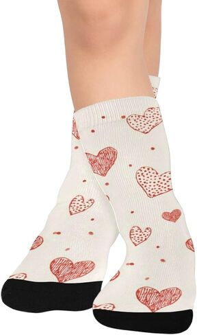 White Dot Red Heart Hiking Socks - Toddler Boys & Girls Warm Thick Thermal Winter Crew Socks for School, Daily Wear & Outdoor Activities in Saudi Arabia