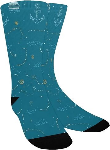Anchor Boat Motif Blue Hiking Socks - Toddler Boys & Girls Warm Thick Thermal Winter Crew Socks for School, Daily Wear & Outdoor Activities in Saudi Arabia