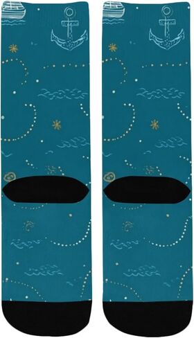 Anchor Boat Motif Blue Hiking Socks - Toddler Boys & Girls Warm Thick Thermal Winter Crew Socks for School, Daily Wear & Outdoor Activities in Saudi Arabia