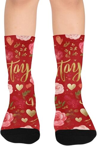Yellow Heart Love Art Hiking Socks - Toddler Boys & Girls Warm Thick Thermal Winter Crew Socks for School, Daily Wear & Outdoor Activities in Saudi Arabia