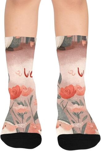Rose Gnomes Notes Beige Hiking Socks - Toddler Boys & Girls Warm Thick Thermal Winter Crew Socks for School, Daily Wear & Outdoor Activities in Saudi Arabia