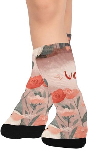 Rose Gnomes Notes Beige Hiking Socks - Toddler Boys & Girls Warm Thick Thermal Winter Crew Socks for School, Daily Wear & Outdoor Activities in Saudi Arabia