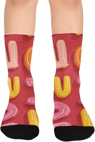 Typography Red Design Hiking Socks - Toddler Boys & Girls Warm Thick Thermal Winter Crew Socks for School, Daily Wear & Outdoor Activities in Saudi Arabia