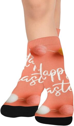 Orange Peony Motif Hiking Socks - Toddler Boys & Girls Warm Thick Thermal Winter Crew Socks for School, Daily Wear & Outdoor Activities in Kuwait