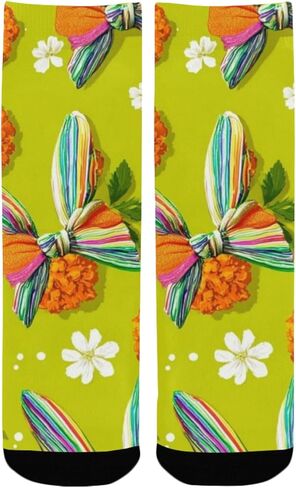 Rainbow Bunny Bow Green Hiking Socks - Toddler Boys & Girls Warm Thick Thermal Winter Crew Socks for School, Daily Wear & Outdoor Activities in Saudi Arabia