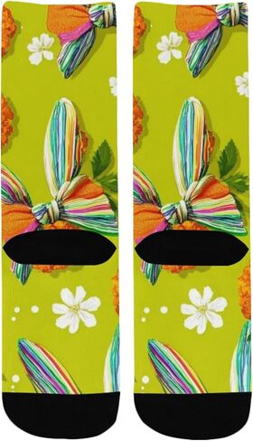 Rainbow Bunny Bow Green Hiking Socks - Toddler Boys & Girls Warm Thick Thermal Winter Crew Socks for School, Daily Wear & Outdoor Activities in Saudi Arabia