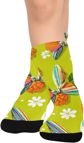 Rainbow Bunny Bow Green Hiking Socks - Toddler Boys & Girls Warm Thick Thermal Winter Crew Socks for School, Daily Wear & Outdoor Activities in Saudi Arabia