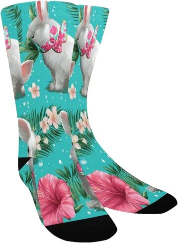Tropical Bunny Blue Flower Hiking Socks - Toddler Boys & Girls Warm Thick Thermal Winter Crew Socks for School, Daily Wear & Outdoor Activities in Kuwait