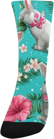Tropical Bunny Blue Flower Hiking Socks - Toddler Boys & Girls Warm Thick Thermal Winter Crew Socks for School, Daily Wear & Outdoor Activities in Kuwait