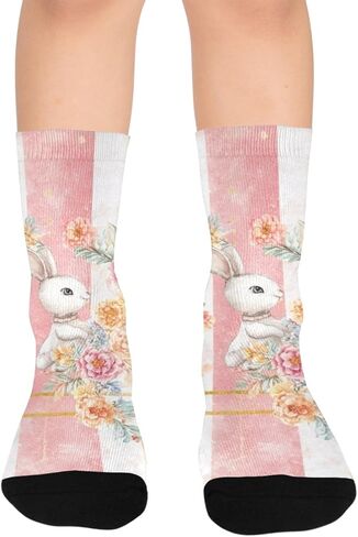 Bunny Stripe Design Hiking Socks - Toddler Boys & Girls Warm Thick Thermal Winter Crew Socks for School, Daily Wear & Outdoor Activities in Saudi Arabia