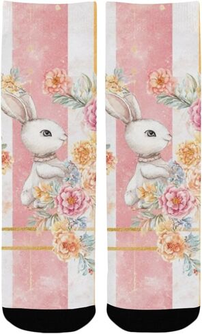 Bunny Stripe Design Hiking Socks - Toddler Boys & Girls Warm Thick Thermal Winter Crew Socks for School, Daily Wear & Outdoor Activities in Saudi Arabia