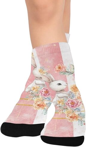 Bunny Stripe Design Hiking Socks - Toddler Boys & Girls Warm Thick Thermal Winter Crew Socks for School, Daily Wear & Outdoor Activities in Saudi Arabia