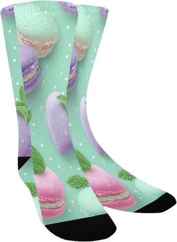 Whimsical Macaron Art Hiking Socks - Toddler Boys & Girls Warm Thick Thermal Winter Crew Socks for School, Daily Wear & Outdoor Activities in Kuwait