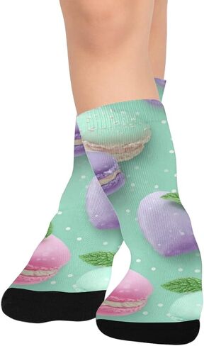 Whimsical Macaron Art Hiking Socks - Toddler Boys & Girls Warm Thick Thermal Winter Crew Socks for School, Daily Wear & Outdoor Activities in Kuwait