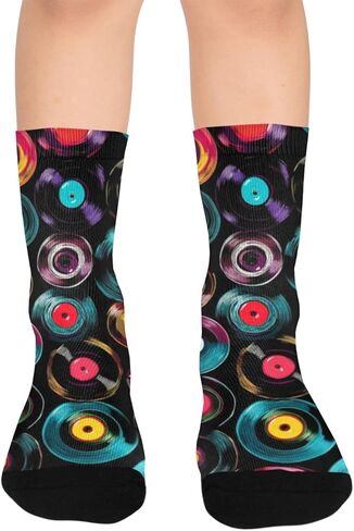 Retro Vinyl Artb Black Hiking Socks - Toddler Boys & Girls Warm Thick Thermal Winter Crew Socks for School, Daily Wear & Outdoor Activities in Saudi Arabia