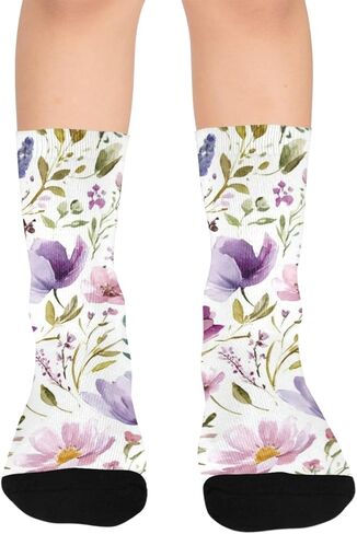 Watercolor Floral Designs Hiking Socks - Toddler Boys & Girls Warm Thick Thermal Winter Crew Socks for School, Daily Wear & Outdoor Activities in Saudi Arabia