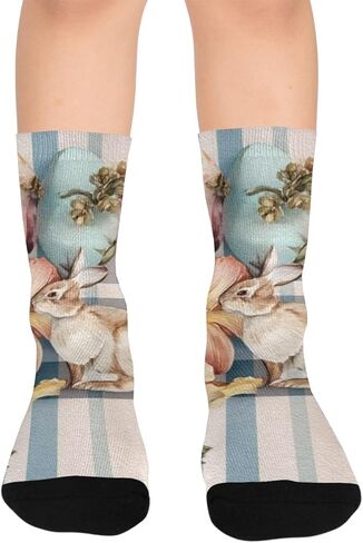 Bunny Floral Bouquet Blue Hiking Socks - Toddler Boys & Girls Warm Thick Thermal Winter Crew Socks for School, Daily Wear & Outdoor Activities in Kuwait