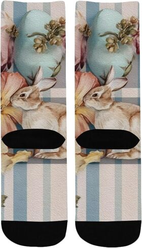 Bunny Floral Bouquet Blue Hiking Socks - Toddler Boys & Girls Warm Thick Thermal Winter Crew Socks for School, Daily Wear & Outdoor Activities in Kuwait