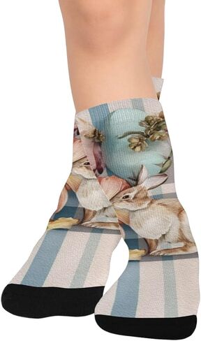 Bunny Floral Bouquet Blue Hiking Socks - Toddler Boys & Girls Warm Thick Thermal Winter Crew Socks for School, Daily Wear & Outdoor Activities in Kuwait