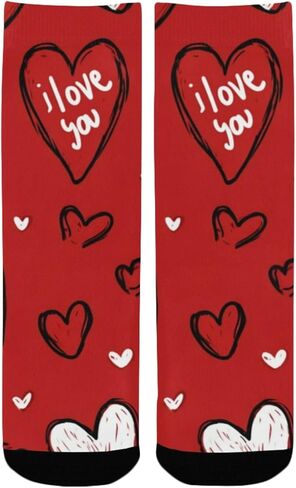 Print Red Art Hiking Socks - Toddler Boys & Girls Warm Thick Thermal Winter Crew Socks for School, Daily Wear & Outdoor Activities in Kuwait