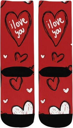 Print Red Art Hiking Socks - Toddler Boys & Girls Warm Thick Thermal Winter Crew Socks for School, Daily Wear & Outdoor Activities in Kuwait