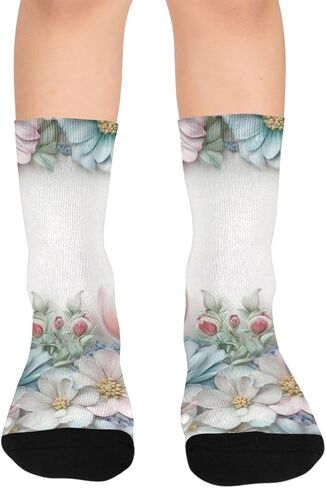 جوارب للتنزه سيرًا على الأقدام بتصميم زهور - جوارب شتوية حرارية سميكة دافئة للأطفال الصغار للأولاد والبنات للمدرسة، والارتداء اليومي والأنشطة الخارجية in Kuwait