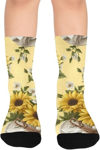 جوارب عباد الشمس وباقة الربيع للمشي لمسافات طويلة - جوارب شتوية سميكة دافئة للأولاد والبنات الصغار للمدرسة، والارتداء اليومي والأنشطة الخارجية in Kuwait