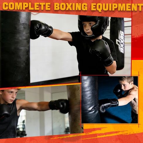 مجموعة معدات الملاكمة المكونة من 7 قطع تتضمن غطاء رأس للملاكمة وقفازات ملاكمة ووسادات يد داعمة وواقيات للفم ممتصة للصدمات وكرة عاكسة. يمكن لشخص واحد أيضًا استخدامه لتدريب الملاكمة الخاص به in Kuwait