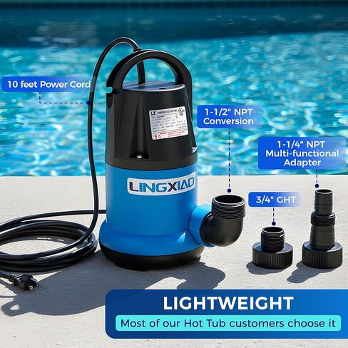 Sump Pump 3/4 HP 3450 GPH Submersible Water Pump Thermoplastic Portable Utility Pump High Flow Water Removal for Swimming Pool Garden Pond Basement Window Wells in Saudi Arabia