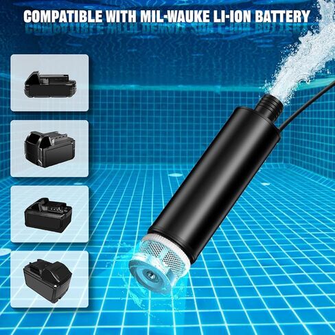 Cordless Submersible Water Pump for Milwaukee 18V Battery, 500GPH Portable Utility Pump with Sediment Filter for Pools, Gardens, Ponds, and Aquariums (Tool Only) in Kuwait