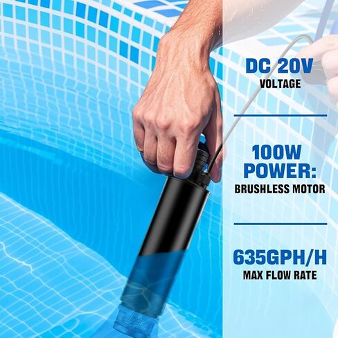 Cordless Submersible Water Pump for Milwaukee 18V Battery, 500GPH Portable Utility Pump with Sediment Filter for Pools, Gardens, Ponds, and Aquariums (Tool Only) in Kuwait