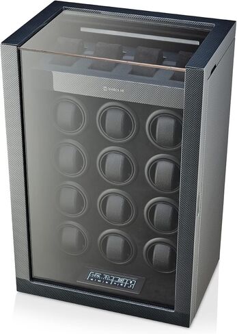 حافظة ساعة TIMECUBE تتسع لـ 12 ساعة مع إضاءة داخلية و4 فتحات لتخزين الساعة (أبنوسي) in Kuwait