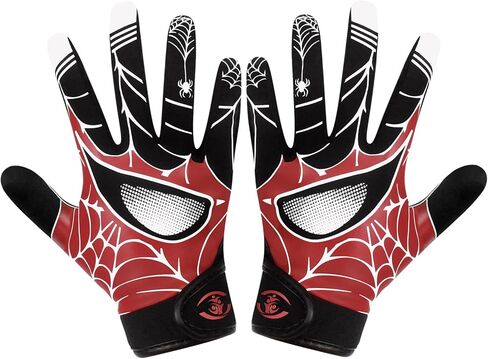 قفازات كرة القدم للشباب، قفازات استقبال رياضية بمقبض سيليكون للأطفال مع قدرة فائقة على الالتصاق لتعزيز تجربة اللعب والتدريب للمبتدئين (عين العنكبوت، 5.5-6 بوصة) in Kuwait
