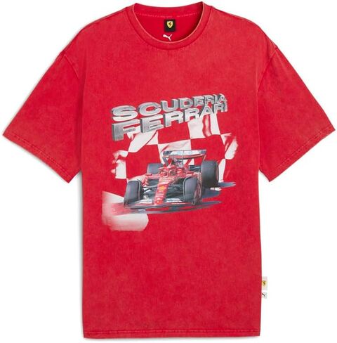 PUMA Men's Standard Scuderia Ferrari Formula 1 Graphic T-Shirt, Rosso Corsa Colored Shield AH25 in Saudi Arabia