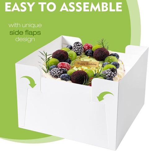 10 Pcs Cake Boxes, 12x12x8 Inch Tall Cake Box with Clear Window, White Cardboard Bakery Boxes, Disposable Cake Transport Containers with Lids for Multi-Layer Cakes Pie Dessert Wedding Birthday in Saudi Arabia