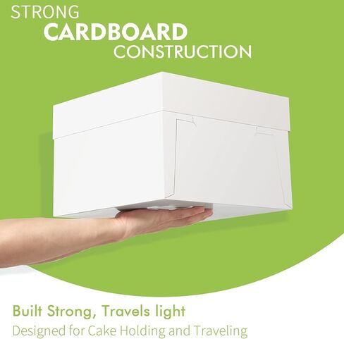 10 Pcs Cake Boxes, 12x12x8 Inch Tall Cake Box with Clear Window, White Cardboard Bakery Boxes, Disposable Cake Transport Containers with Lids for Multi-Layer Cakes Pie Dessert Wedding Birthday in Saudi Arabia