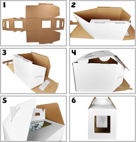 KEEPARTY 3PCS White Tall Cake Boxes Tier Cakes 14x14x16 Inch Layer Cakes Carrier Tall Baking Carrier with Window Portable Cake Box Containers for Wedding Party Favors in Saudi Arabia
