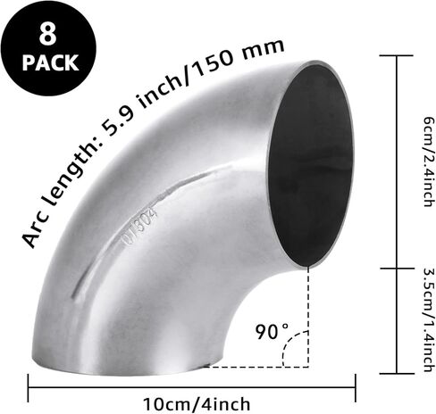 6 حزمة 3 بوصة 304 أنبوب كوع العادم من الفولاذ المقاوم للصدأ ، و 45 درجة مرفق المنحني ، والسماكة 0.06 "(1.5 مم) أنبوب ثني الفولاذ المقاوم للصدأ لأنبوب الكوع المعدلة العادم ، دراج الدراج الدرابزين in Kuwait
