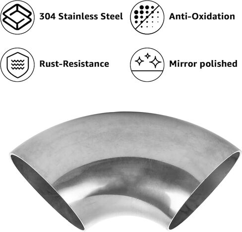6 حزمة 3 بوصة 304 أنبوب كوع العادم من الفولاذ المقاوم للصدأ ، و 45 درجة مرفق المنحني ، والسماكة 0.06 "(1.5 مم) أنبوب ثني الفولاذ المقاوم للصدأ لأنبوب الكوع المعدلة العادم ، دراج الدراج الدرابزين in Kuwait