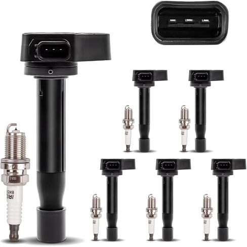 UF595 Ignition Coil Pack Set of 6 and Iridium Spark Plugs Fit for 3.5L 3.7L V6 F-ord F150 Mustang Explorer Edge Fusion Flex Taurus L-incoln MKS MKX MKT MKZ Replaces OE# UF553, C1595 in Kuwait