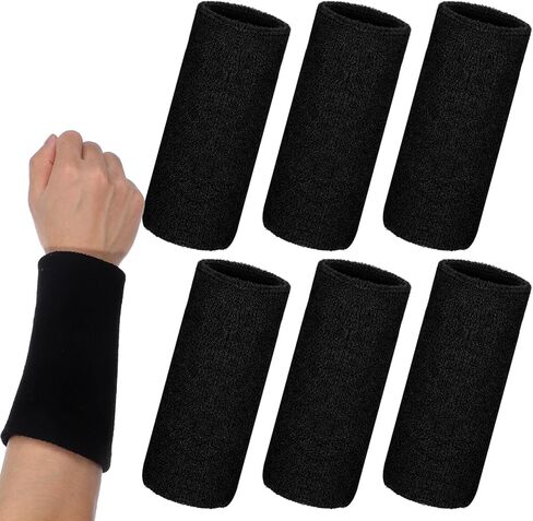 6 Pcs 6 Inch Wrist Sweatbands Wrist Sweat Bands for Men Women Elastic Athletic Wrists Bands Tennis Wrists Band for Basketball Workout Running in Saudi Arabia