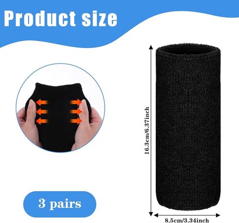 6 Pcs 6 Inch Wrist Sweatbands Wrist Sweat Bands for Men Women Elastic Athletic Wrists Bands Tennis Wrists Band for Basketball Workout Running in Saudi Arabia