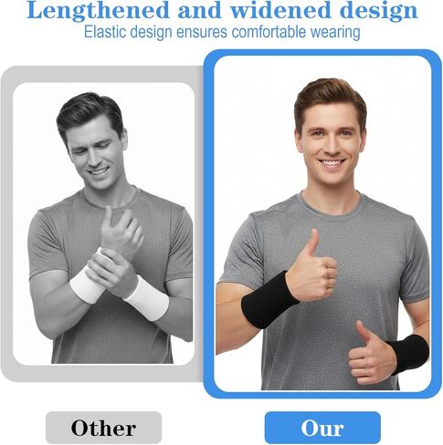 6 Pcs 6 Inch Wrist Sweatbands Wrist Sweat Bands for Men Women Elastic Athletic Wrists Bands Tennis Wrists Band for Basketball Workout Running in Saudi Arabia