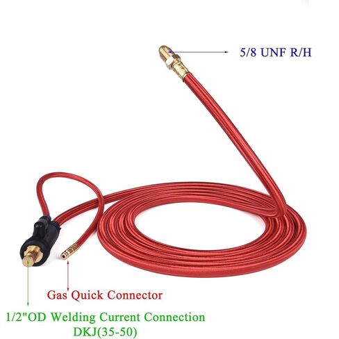WP26 Quick Connect TIG Welding Torch Gas-Electric Integrated Red Hose Cable Wires 4M 35-50 Euro Connector 13.12FT tig Welding Accessories in Saudi Arabia