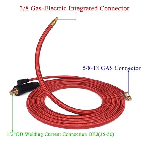 Welding Torch Gas-Electric Integrated Red Hose Cable Wires 5/8 UNF Quick Connector 4M 35-50 Euro 13.12Ft tig Welding Accessories in Saudi Arabia
