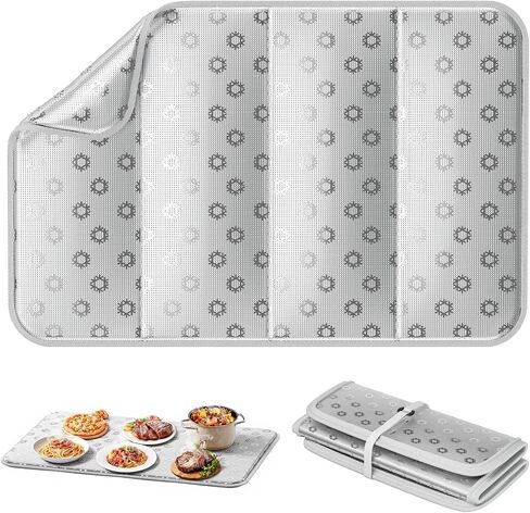 Heat Resistant Insulated Mat for Food Warming Mats, Double-Sided Aluminum Foil Table Protector, Triple-Layer Heat Insulation, Waterproof & Oil-Proof, Foldable Countertop Mat, 35.4×15.7 in in Saudi Arabia