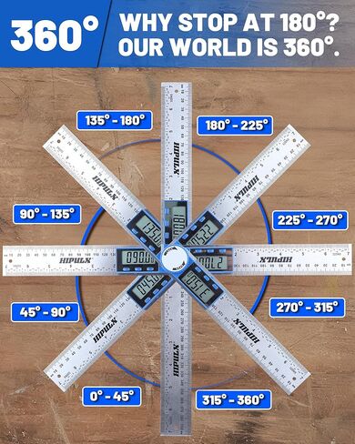 مسطرة تحديد الزوايا الرقمية، أداة تحديد الزوايا من الفولاذ المقاوم للصدأ 2 في 1 مقاس 7 بوصات، منقلة رقمية 360 درجة مع شاشة LCD للأعمال الخشبية والبناء وقياس الزاوية العكسية in Kuwait