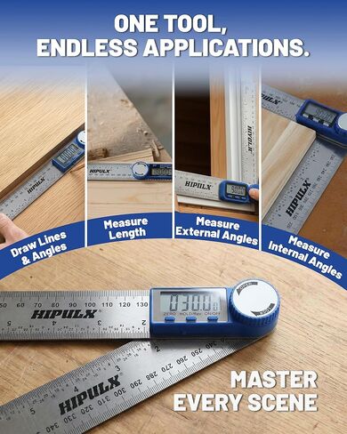 مسطرة تحديد الزوايا الرقمية، أداة تحديد الزوايا من الفولاذ المقاوم للصدأ 2 في 1 مقاس 7 بوصات، منقلة رقمية 360 درجة مع شاشة LCD للأعمال الخشبية والبناء وقياس الزاوية العكسية in Kuwait