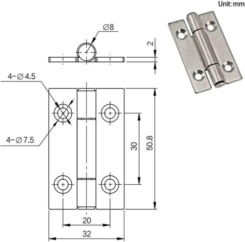 Stainless Steel Narrow Edge Square Thickened Hinge Industrial Electrical Equipment Cabinet Door 1Pcs in Saudi Arabia
