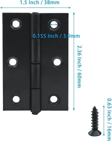 12 Black Butt Hinges 2.5 Inch 304 Stainless Steel Small with Mounting Screws 1Pcs in Saudi Arabia